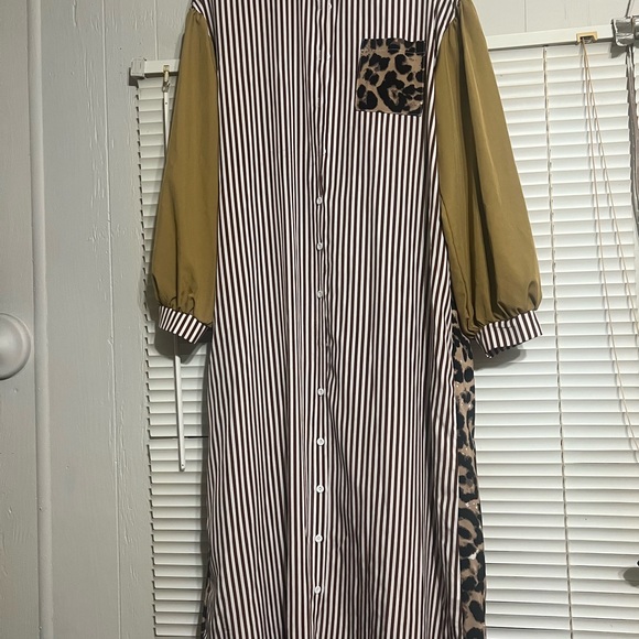 SHEIN Dresses & Skirts - Striped Dress with Leopard Accents